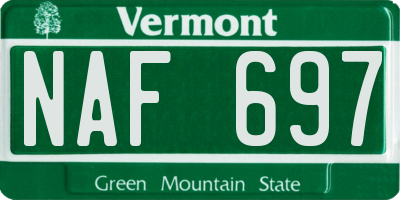VT license plate NAF697
