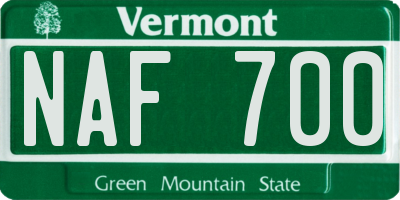 VT license plate NAF700