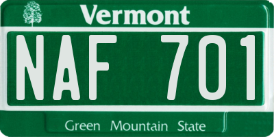 VT license plate NAF701
