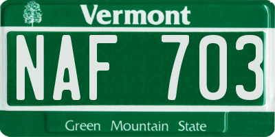VT license plate NAF703