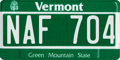 VT license plate NAF704