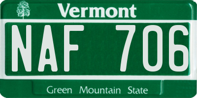 VT license plate NAF706