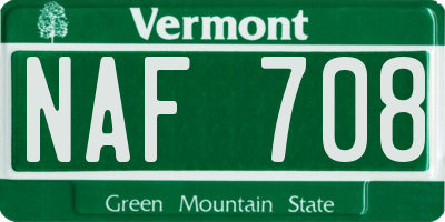 VT license plate NAF708