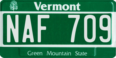 VT license plate NAF709