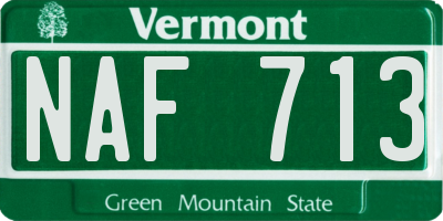 VT license plate NAF713