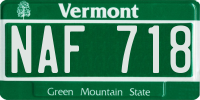 VT license plate NAF718