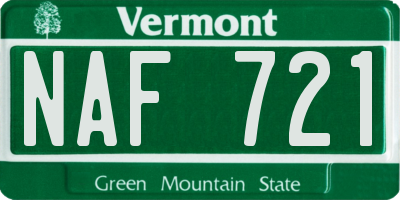 VT license plate NAF721