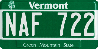 VT license plate NAF722