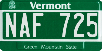 VT license plate NAF725