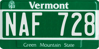 VT license plate NAF728