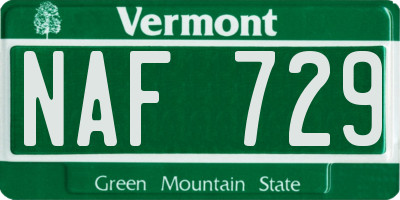 VT license plate NAF729