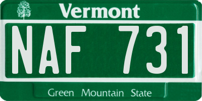 VT license plate NAF731