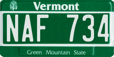 VT license plate NAF734