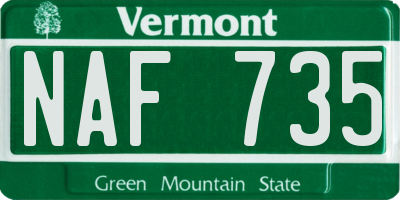 VT license plate NAF735