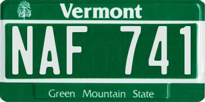 VT license plate NAF741