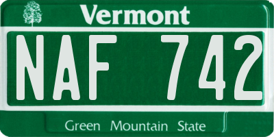VT license plate NAF742