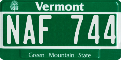 VT license plate NAF744