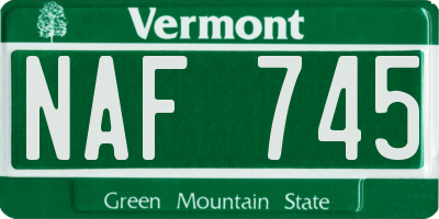 VT license plate NAF745