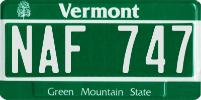 VT license plate NAF747