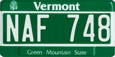 VT license plate NAF748