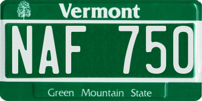 VT license plate NAF750