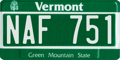 VT license plate NAF751