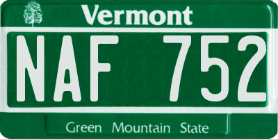 VT license plate NAF752
