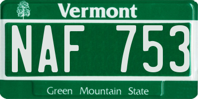 VT license plate NAF753