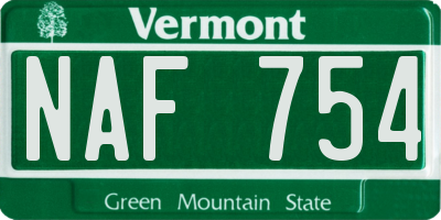 VT license plate NAF754