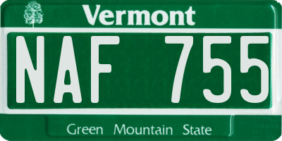 VT license plate NAF755