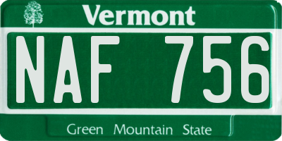 VT license plate NAF756