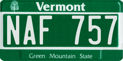 VT license plate NAF757