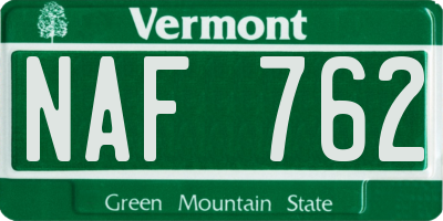 VT license plate NAF762