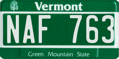 VT license plate NAF763