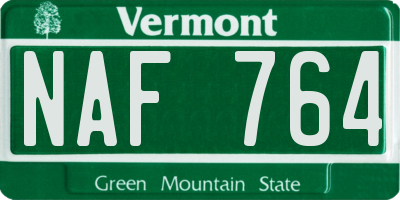 VT license plate NAF764
