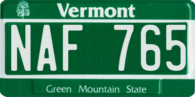 VT license plate NAF765