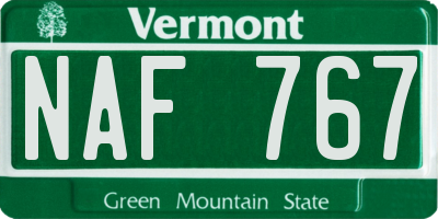 VT license plate NAF767