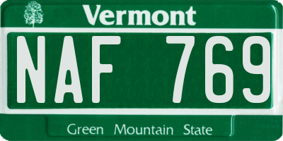 VT license plate NAF769