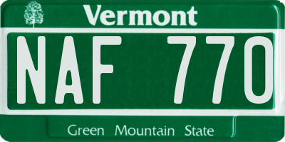 VT license plate NAF770