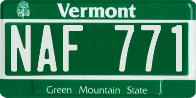 VT license plate NAF771