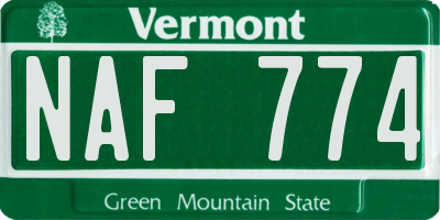 VT license plate NAF774