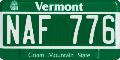 VT license plate NAF776
