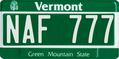 VT license plate NAF777