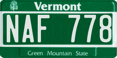 VT license plate NAF778