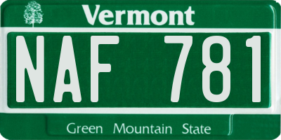 VT license plate NAF781