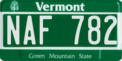 VT license plate NAF782
