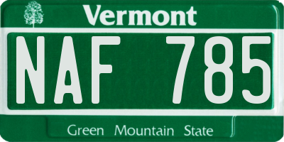 VT license plate NAF785