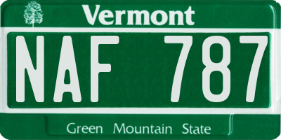 VT license plate NAF787