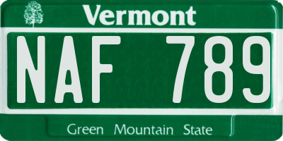 VT license plate NAF789