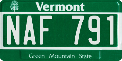 VT license plate NAF791